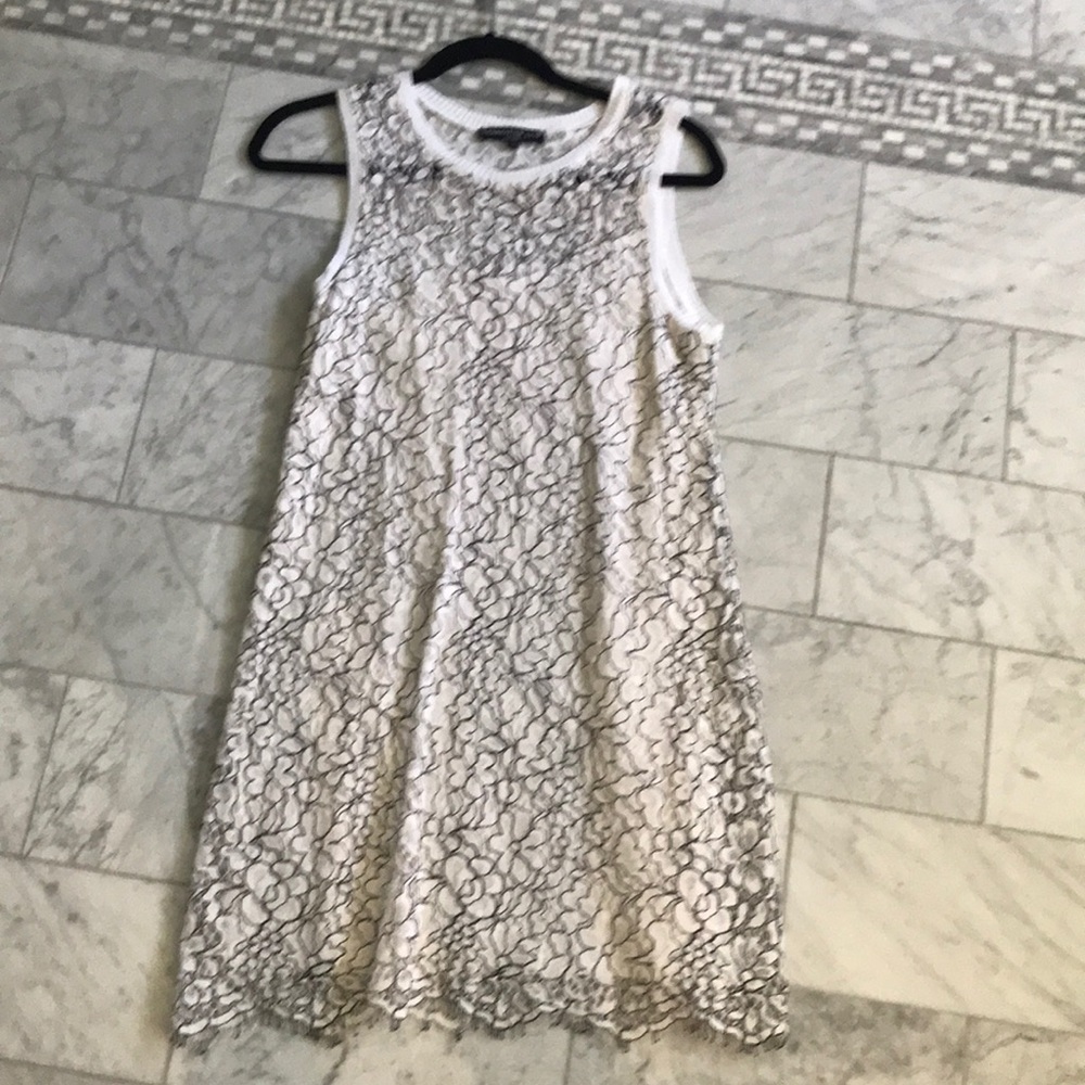 White and black lace dress